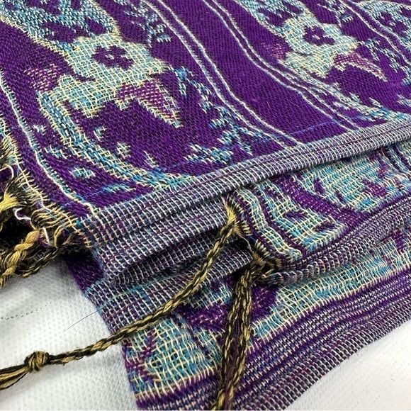 Huge Purple and Light Blue Paisley Scarf Wrap - Picture 9 of 11